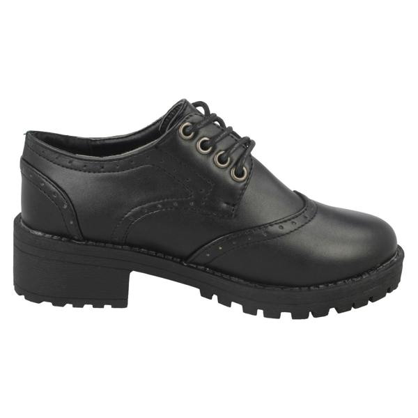 Spot On Girls Spot On Mid Chunky Heel Brogue School Shoes H3071