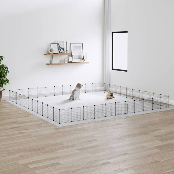 Berkfield 44-Panel Pet Cage with Door Black 35x35 cm Steel