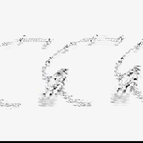 Swarovski Una Rhodium Plated Round White Crystal Bead Toggle Bracelet 5733196