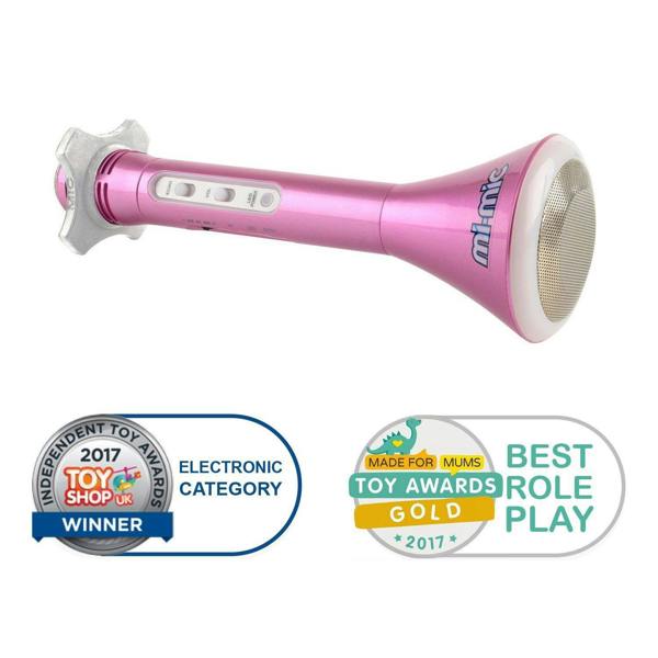 Mi-Mic Karaoke Microphone Speaker with Bluetooth and LED Lights - Pink
