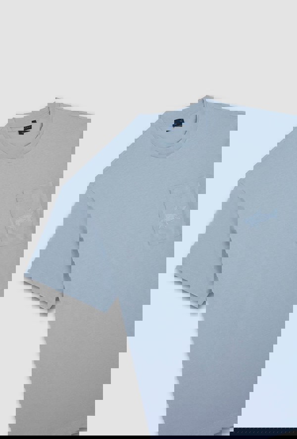 Paul & Shark Men's Aqua Touch Cotton T-Shirt with Shark Embroidery - Blue