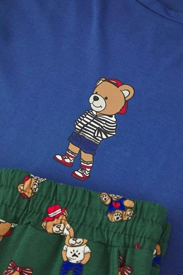WOVCOR 2-Piece Teddy Bear Print Knit Pajama Set
