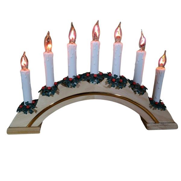 Samuel Alexander Premier Wooden Christmas Candle Bridge Arch with 7 Flickering Candle Bulbs Mains Operated