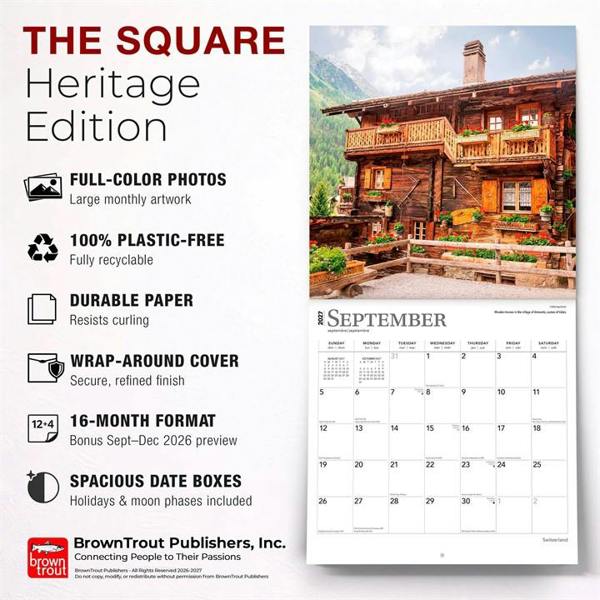 Europe Switzerland Calendar 2027, Wall Calendars, Month To View, Travel, Gift