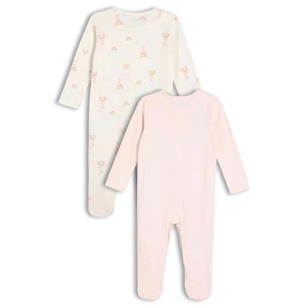 Baby Girls 2pk Rainbow Printed Sleepsuit, Multicolour - Minicuddles