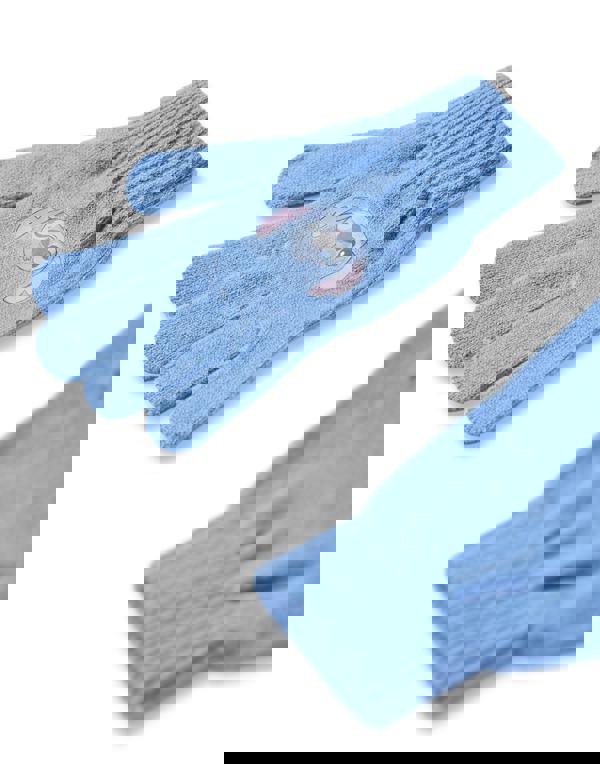 Disney Girls Blue Stitch Character Face Beanie and Gloves Set (One Size)