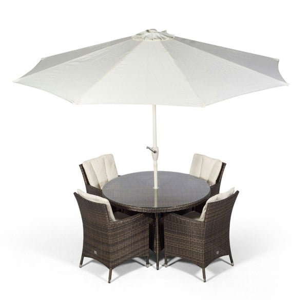 Giardino Savannah Round 4 Seater Rattan Patio Dining Set