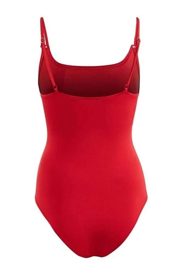 WOVCOR Square Neck Draped Hipster Swimsuit