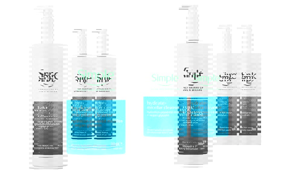 Simple Hydrate+ Micellar Facial Cleanser Refreshing Gentle Face Wash, 240ml