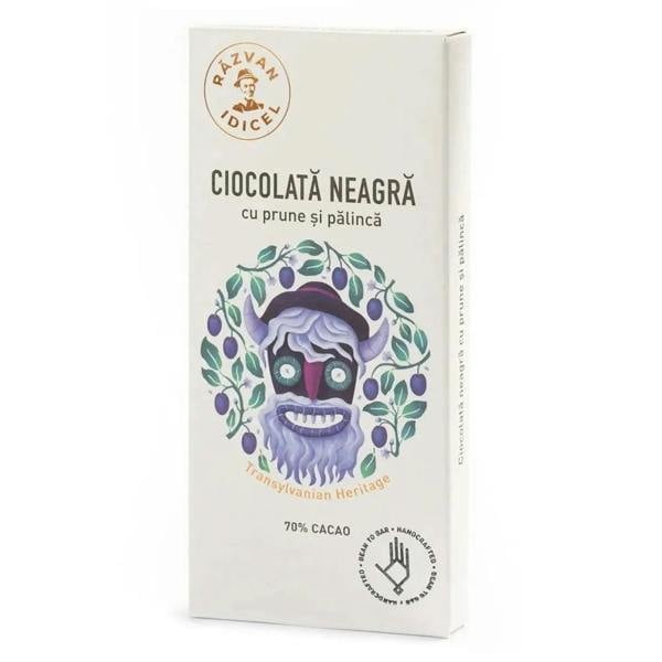 Razvan Idicel Artisanal Dark Chocolate with plums and palinca 70% cocoa 80g