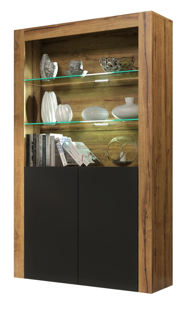 Mex Furniture Premium 170cm Cabinet Sideboard Matt Doors Cupboard & Display Unit & Free LED Lights