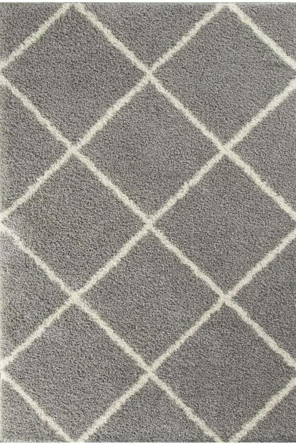 Diamond Design Thick Shaggy Area Rugs Grey