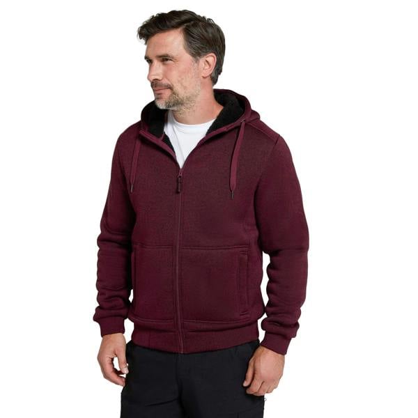 Mountain Warehouse Mens Nevis II Faux Fur Hoodie - Burgundy - 