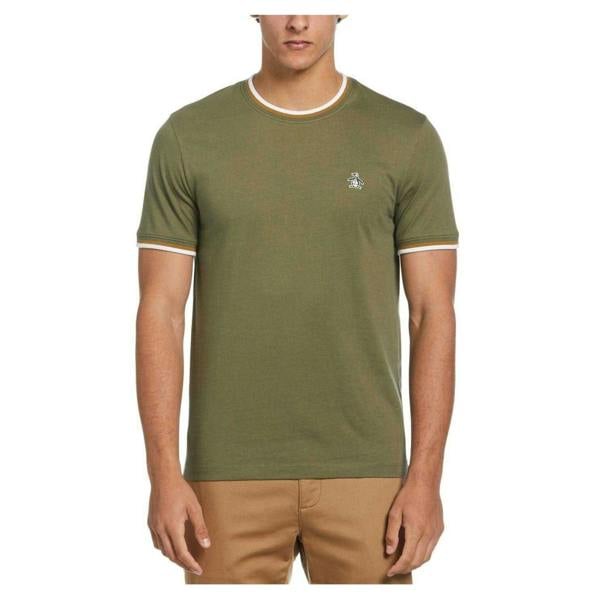 Original Penguin Mens Tipped Short-Sleeved T-Shirt - Dusty Olive - 