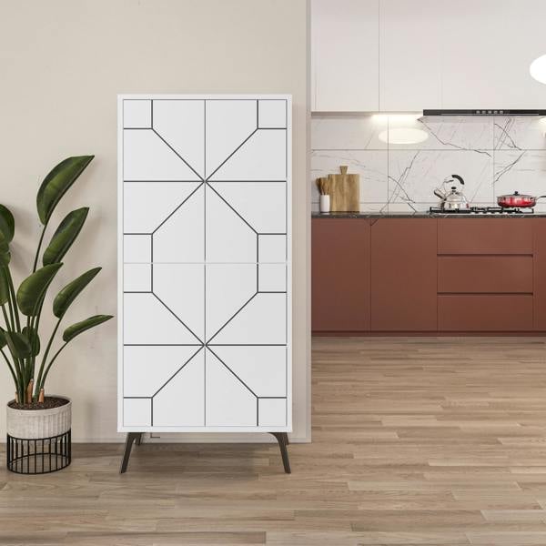 Decortie Dune Multipurpose Storage Cabinet Space-Saving Storage Solution White 136cm