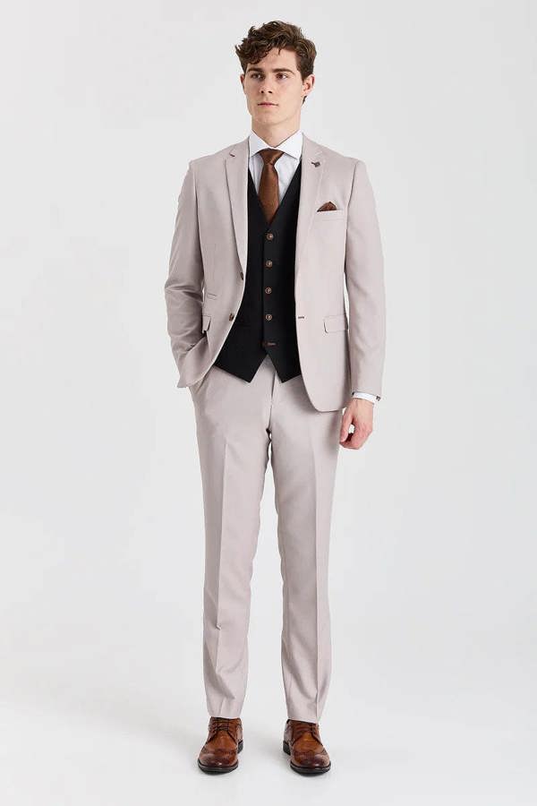 Paul Andrew Mayfair Stone Textured Suit With Black Waistcoat