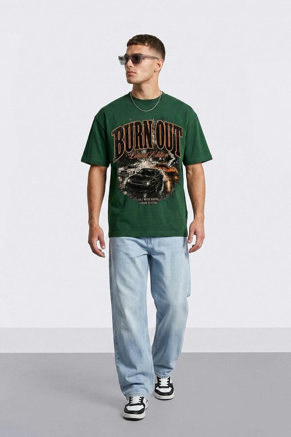 London Attitude Burn Out Limited Edition Oversized Heavyweight Graphic T-Shirt
