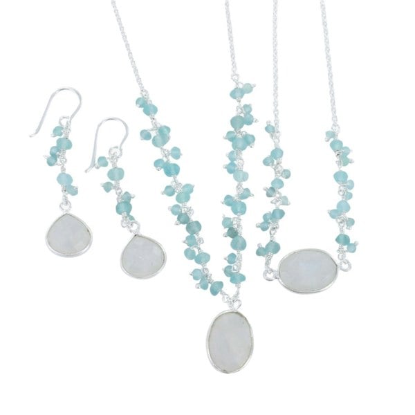 Sophie Aqua Stone Drop Earrings - Reeves & Reeves