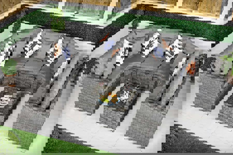 Giardino Santorini 5 Seat Modular Sofa Rattan Garden Furniture Set Outdoor Lounge Coffee Table