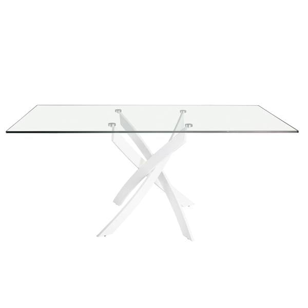 Angel Cerdá Rectangular tempered glass and white steel dining table 1138
