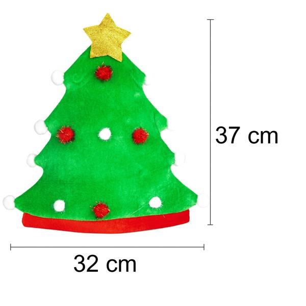 37cm Christmas Tree Hat with Gold Star and Pom-Pom Decorations for Festive Wear image 7