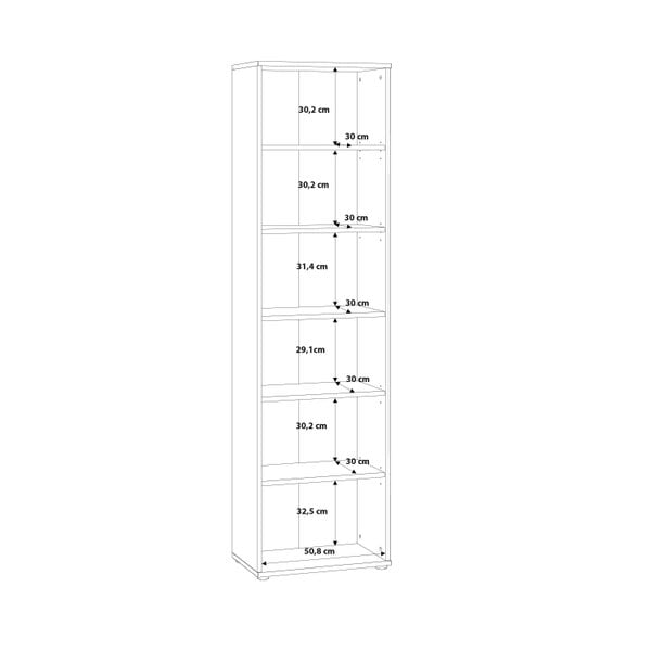Wyld Haus Bucharest Narrow 5 Shelf Vintage Oak Wooden Bookcase