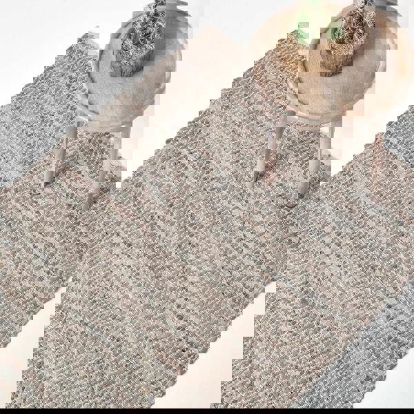 HOMESCAPES Real Leather Handwoven Diamond Pattern Rug