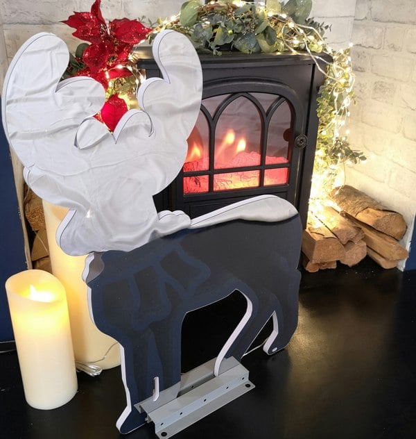 Samuel Alexander 60cm Infinity Light up Standing Christmas Reindeer Decoration with White & Red LEDs on Metal Base