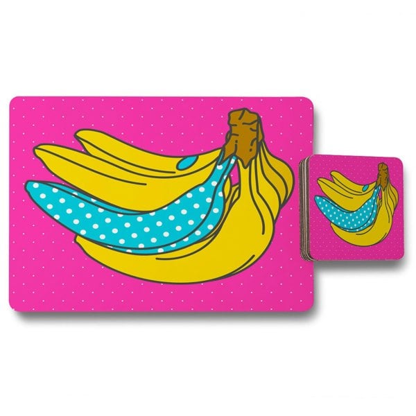 Benjamin Tate Design Pop art banana (Placemat & Coaster Set)