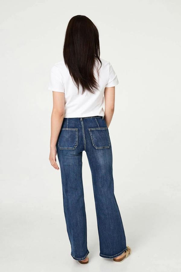 Blue | Stud Trim Detail High Waist Flare Jeans