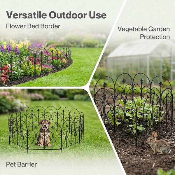 Mountview Fence Dog Fence Outdoor Garden Fence 5Pc Rustproof Steel Yard Black