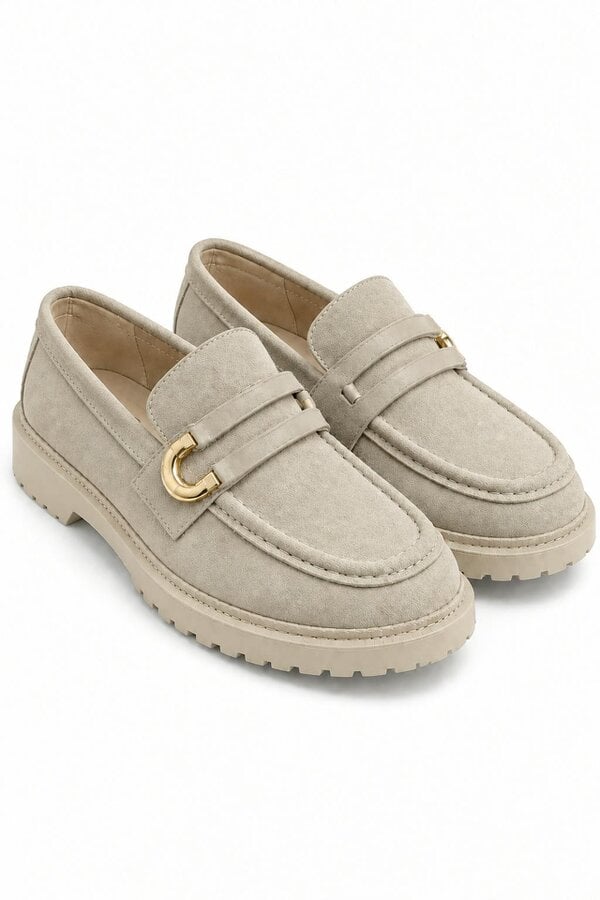 Love Lemonade Comfort Darcy Buckle Everyday Chunky Loafers Nude
