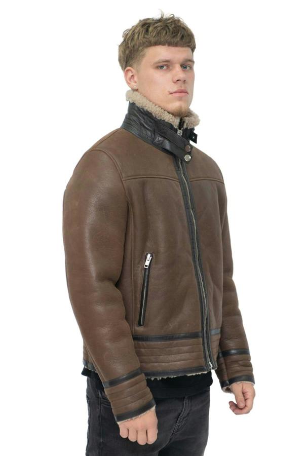 Infinity Leather Mens Retro Pilot Sheepskin Leather Biker Jacket-Bogota