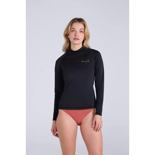 Animal Womens/Ladies Lillie Long-Sleeved Rash Top - Jet Black - 