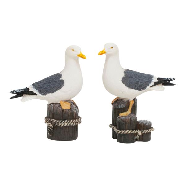 Ferncrest Trading Pair of Realistic Seagull Bird Garden or Home Ornaments