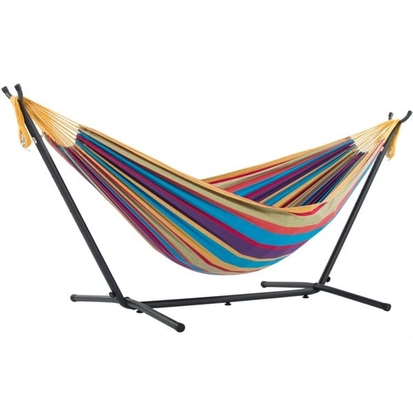 Vivere Double Cotton Hammock with Stand (250cm) - Tropical