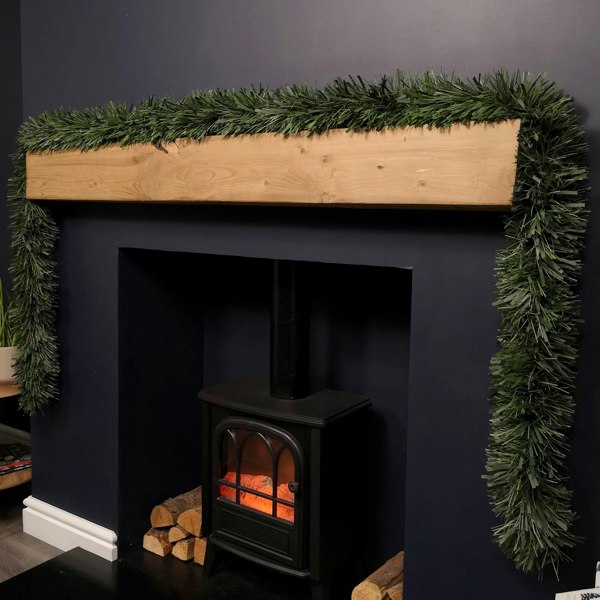 Samuel Alexander 3m x 15cm Festive 6 Ply Chunky Green Pine Christmas Tinsel Garland Decoration