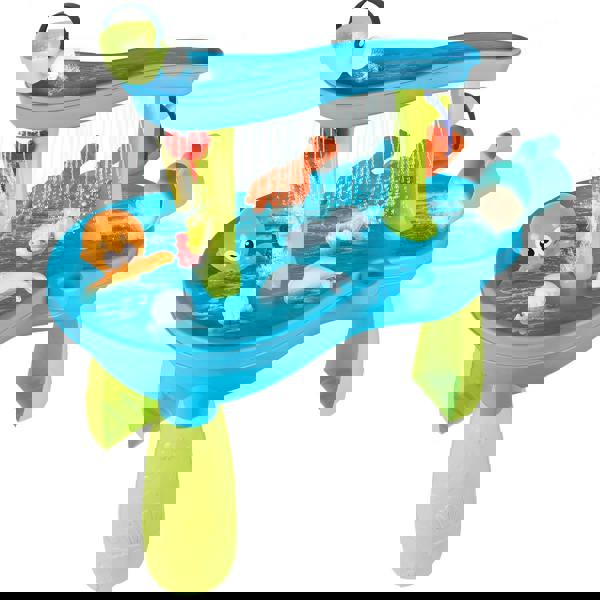 deAO Toys Luxury Beach Water Table for Kids Interactive Sand and Water Playset with Ocean Animal Figures, Waterfalls, and Splashing Fun