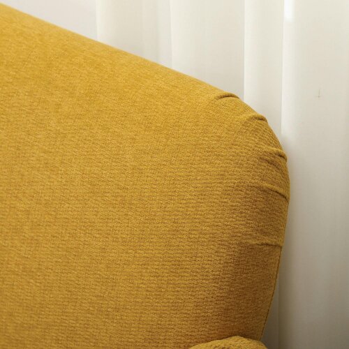 Wyld Haus Rorore Yoro Velvet Yellow Compact 2 Seater Sofa With Extra Thick Padding And Wooden Legs