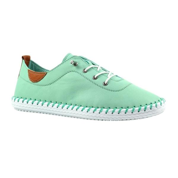 Lunar Womens/Ladies St Ives Leather Plimsolls - Mint - 