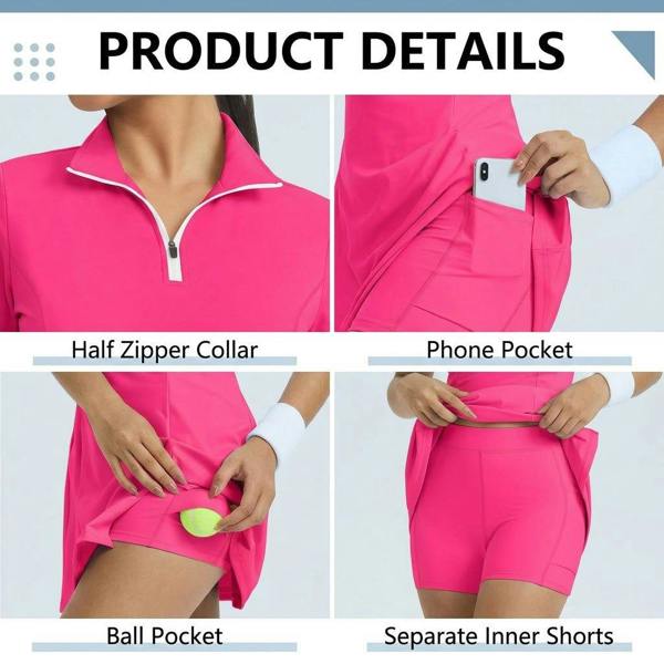 Anniou Half-Zip Tennis Dress
