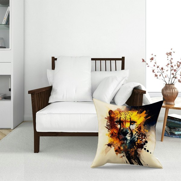 Warren Reed Cheetah Face Splashart Floor Cushion