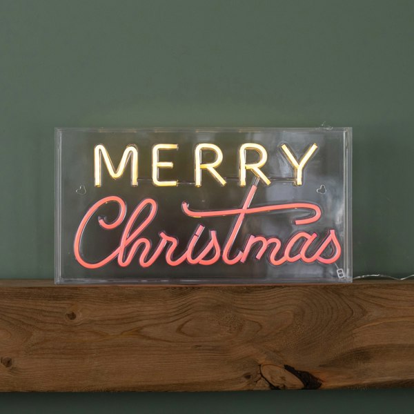 Samuel Alexander 43cm Light up Merry Christmas Neon Flex Sign in Warm White and Red