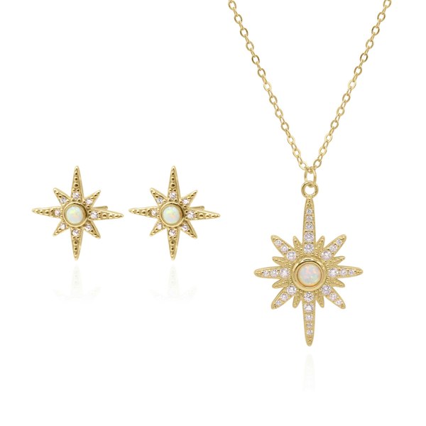 Luna Charles Star Birthstone Gift Set - Earrings & Necklace - 18K Gold Plated