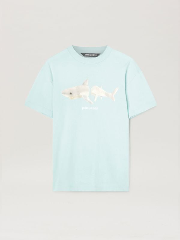 Palm Angels Classic Shark Design T-Shirt - Light Blue