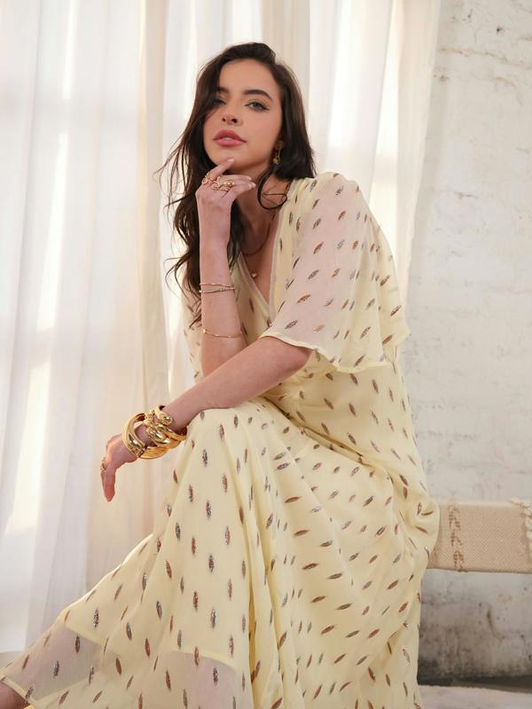 Rose & Nancy Talia Lemon Sparkle Maxi Dress