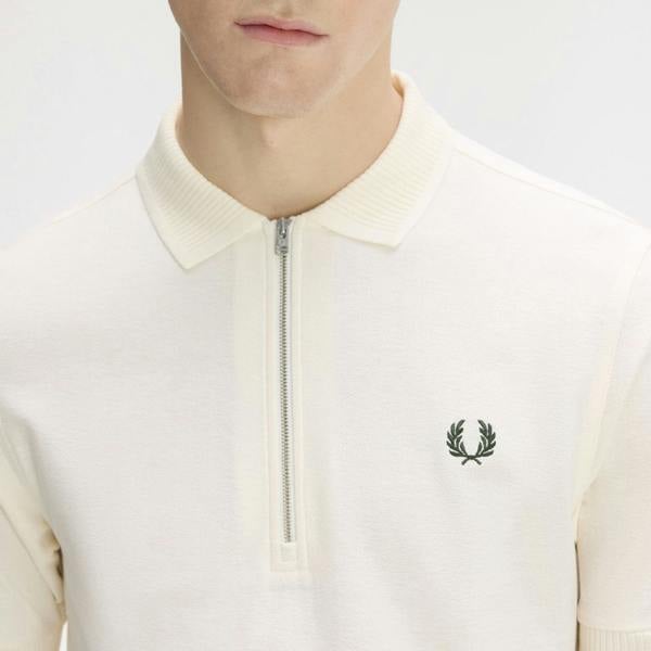 Fred Perry Ribbed Collar Crepe Pique Polo Shirt