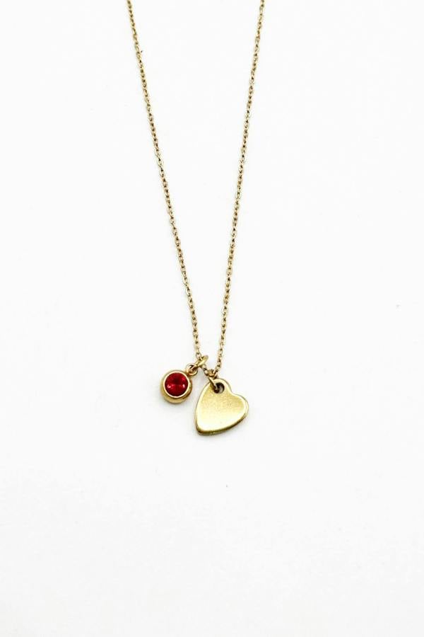 SVNX Mini Heart & July Birthstone Necklace in Gold - Gift Boxed