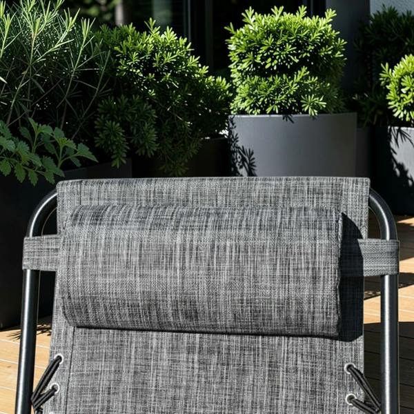 The Garden Marketplace Padded Anti-Gravity Recliner Garden Chairs Grey 2pc