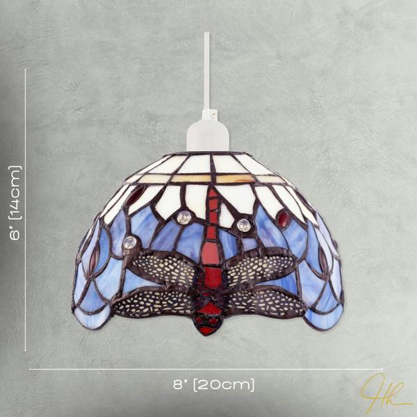 Lavender Purple Toned Stained Glass Dragonfly Tiffany Pendant Shade Image 7